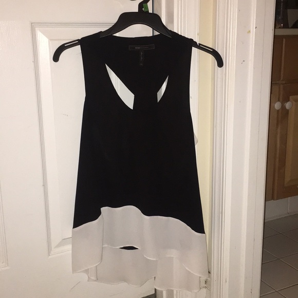 BCBG black and white sleeveless blouse w/ cutouts - Picture 1 of 3